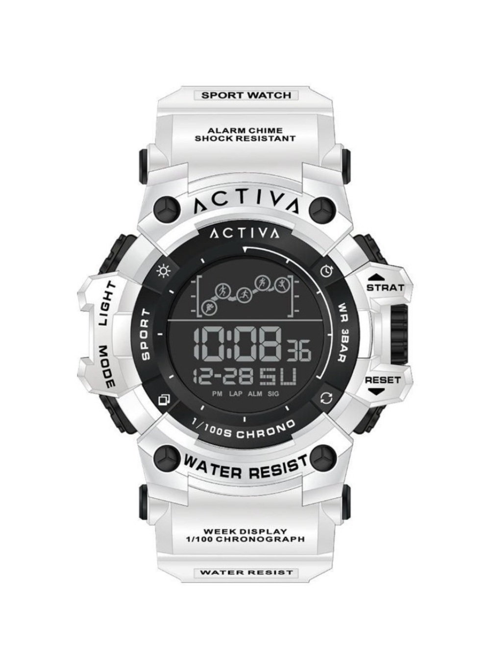 ACTIVA x Invicta White & Black Digital Sport Watch - Water Resistant